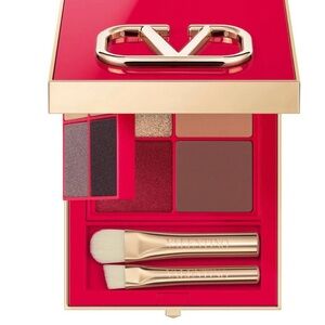 Valentino Red & Gold Compact Eyeshadow Palette with Warm Neutrals
